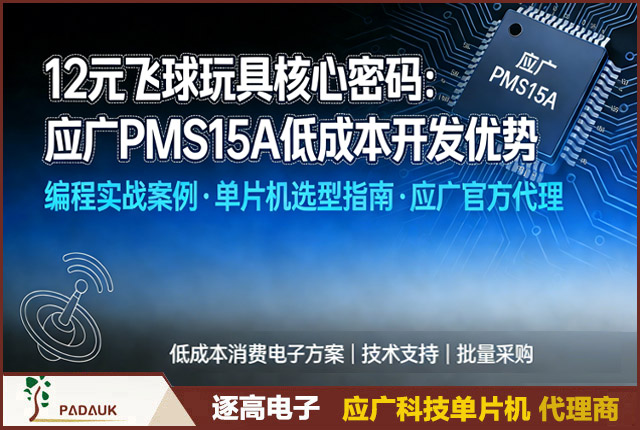 应广单片机,应广PMS15A,PMS15A单片机,低成本开发,消费电子案例,单片机选型,编程模式,主循环轮询,中断驱动,状态机管理,PWM调速,低功耗单片机,飞球玩具硬件拆解