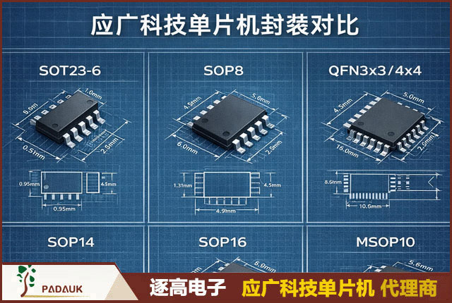 微控制器, MCU, PADAUK MCU, 单片机封装, SOP16, QFN16, MCU选型, 工程师, 采购, MCU尺寸, PCB footprint, 低功耗MCU, 嵌入式控制